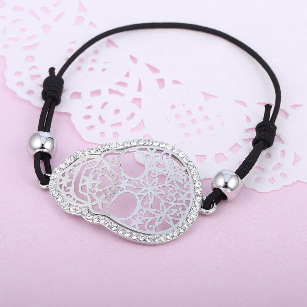 Trendy Gold Skull Jewelry for Women Flower Skeleton Crystal Earring