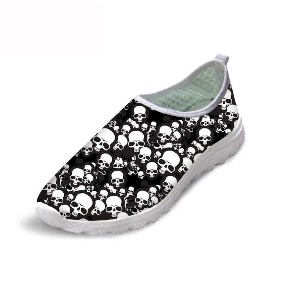 Summer Skid-Proof Nurse Flat Shoes Women 3D Hand Painted Skull