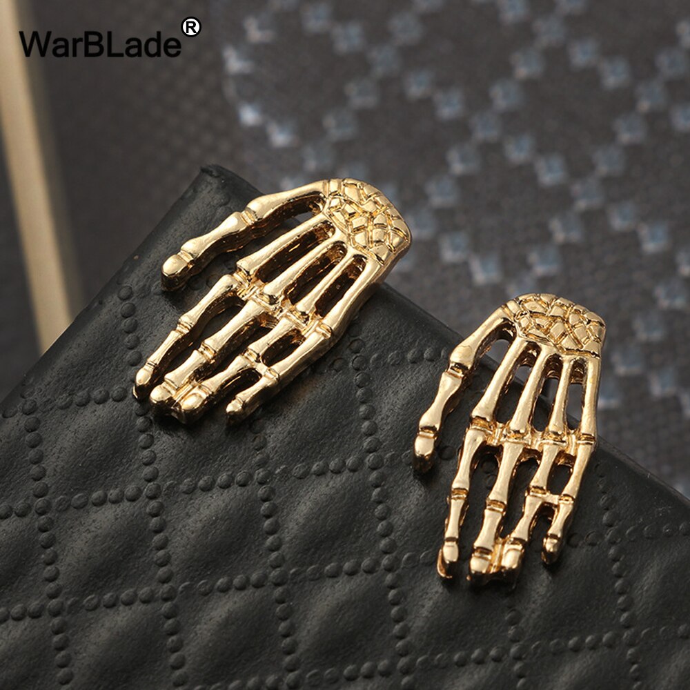 10Pair Gold Skull Bone Skeleton Hand Stud Earrings