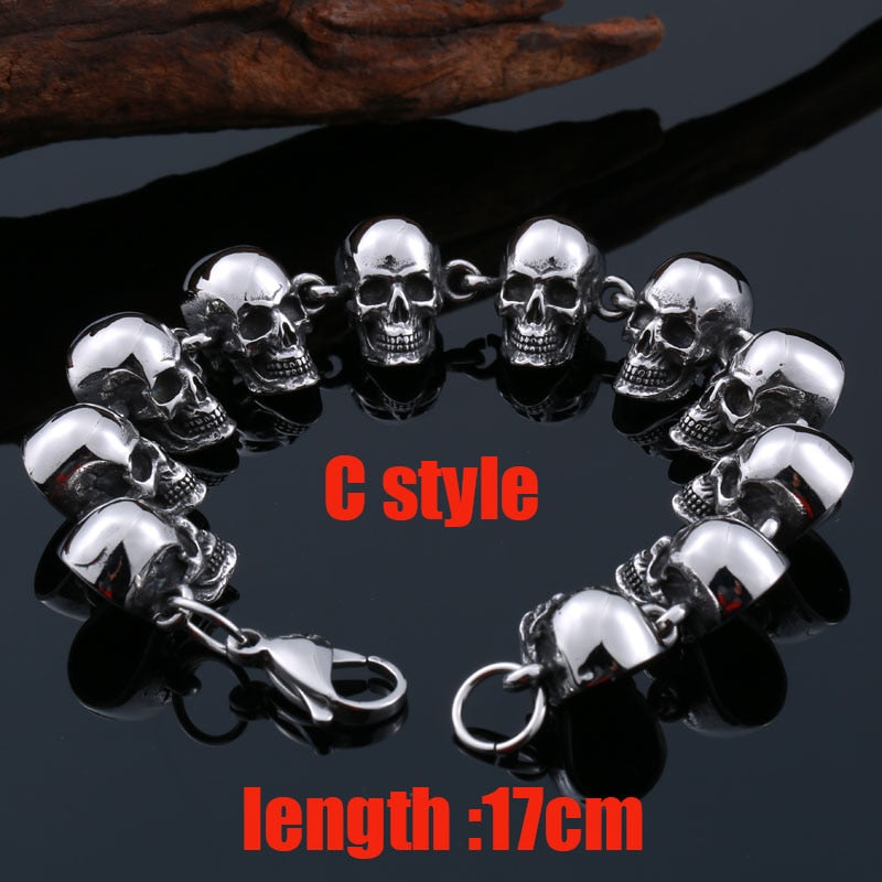 316L Stainless Steel bracelet punk skull Bracelet