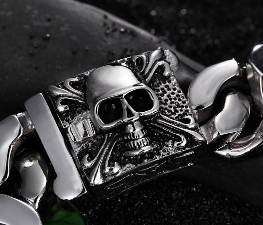High Quality Men's Stainless Steel Cuban Curb Link Chain Skull