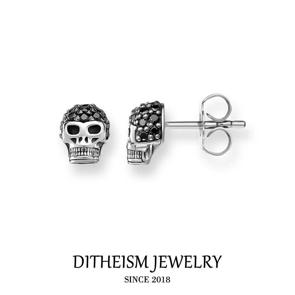 Skull Pave Stud Earrings, 2019 New Cubic Zirconia Fashion