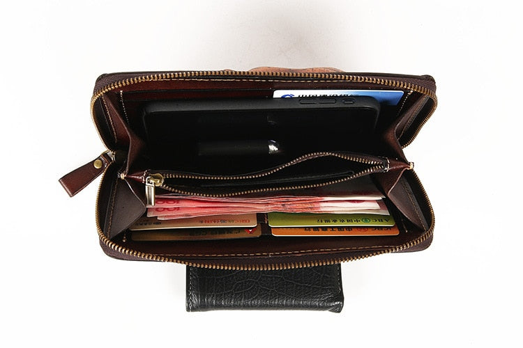 New punk type tanning cowhide skeleton skull wallet