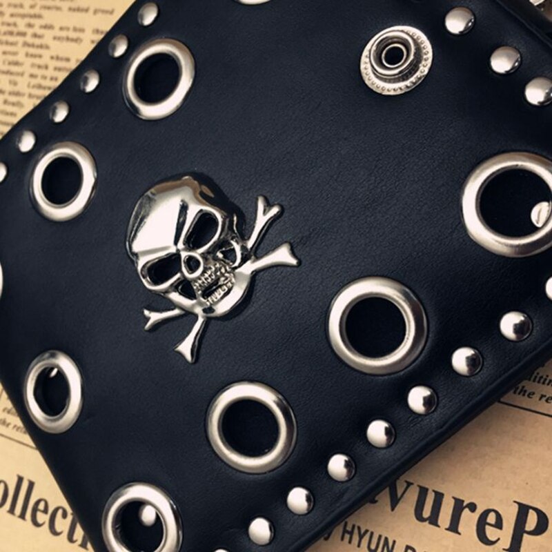 2020 Fashion Man Wallet Punk Gothic Skull Head Chain Purses