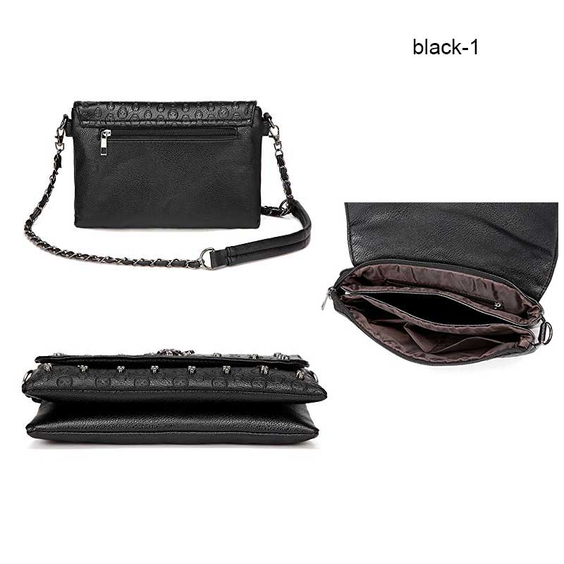 Women's Studded Skull Messenger Bags Rivet Envelope Mini Clutch Bags