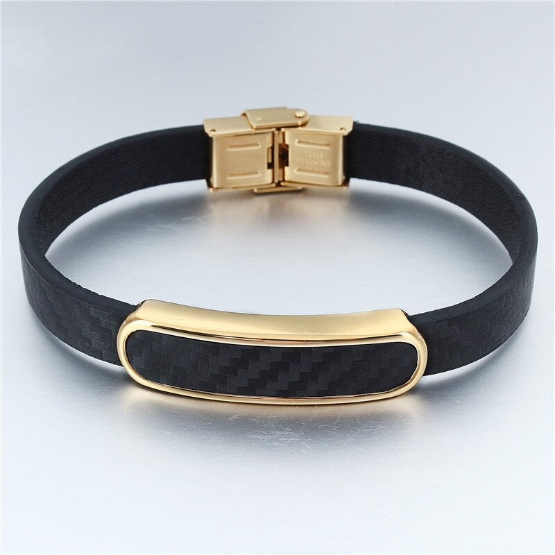 Hiphop Style Microfiber Leather Bracelets with Stainless Steel