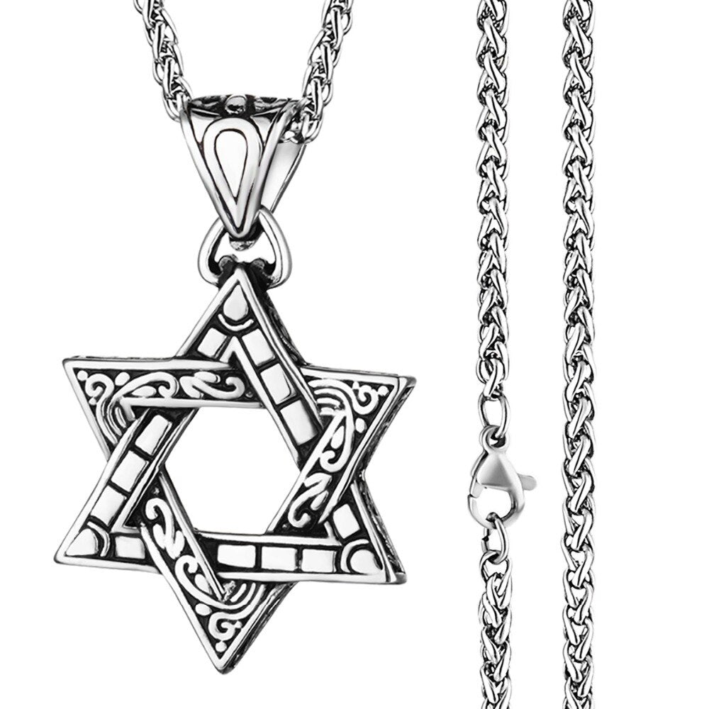 Male Stainless Steel Link Chain Round Circle Cross Pendant Necklace