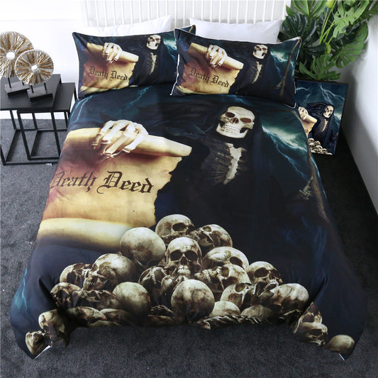 Skull Bedding Set Death Deed Duvet Cover 3pcs