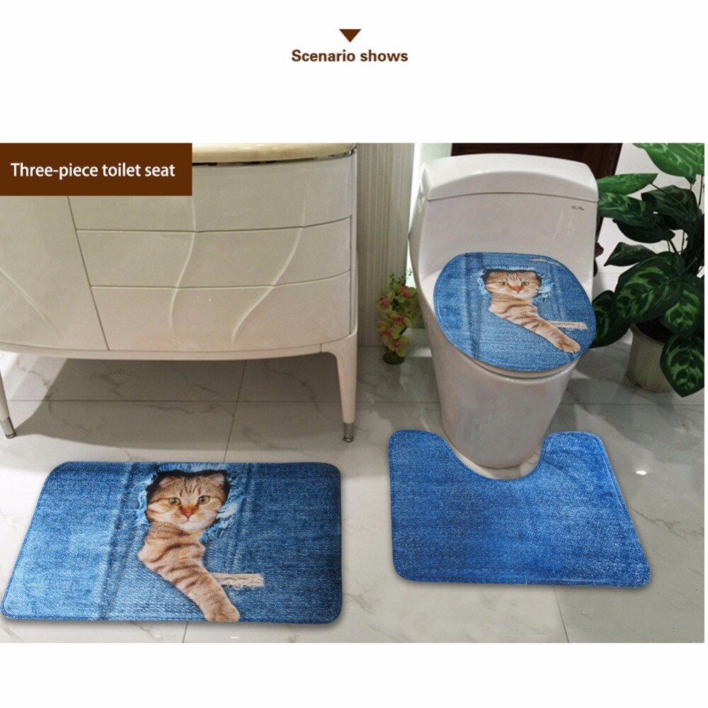 Sugar Skulls Bathroom Seat Cover Set Halloween Skull Design Toilet Carpet Cover
