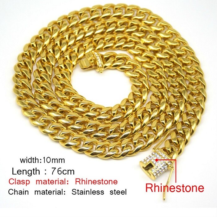 10mm Men Cuban Miami Link Necklace Stainless steel