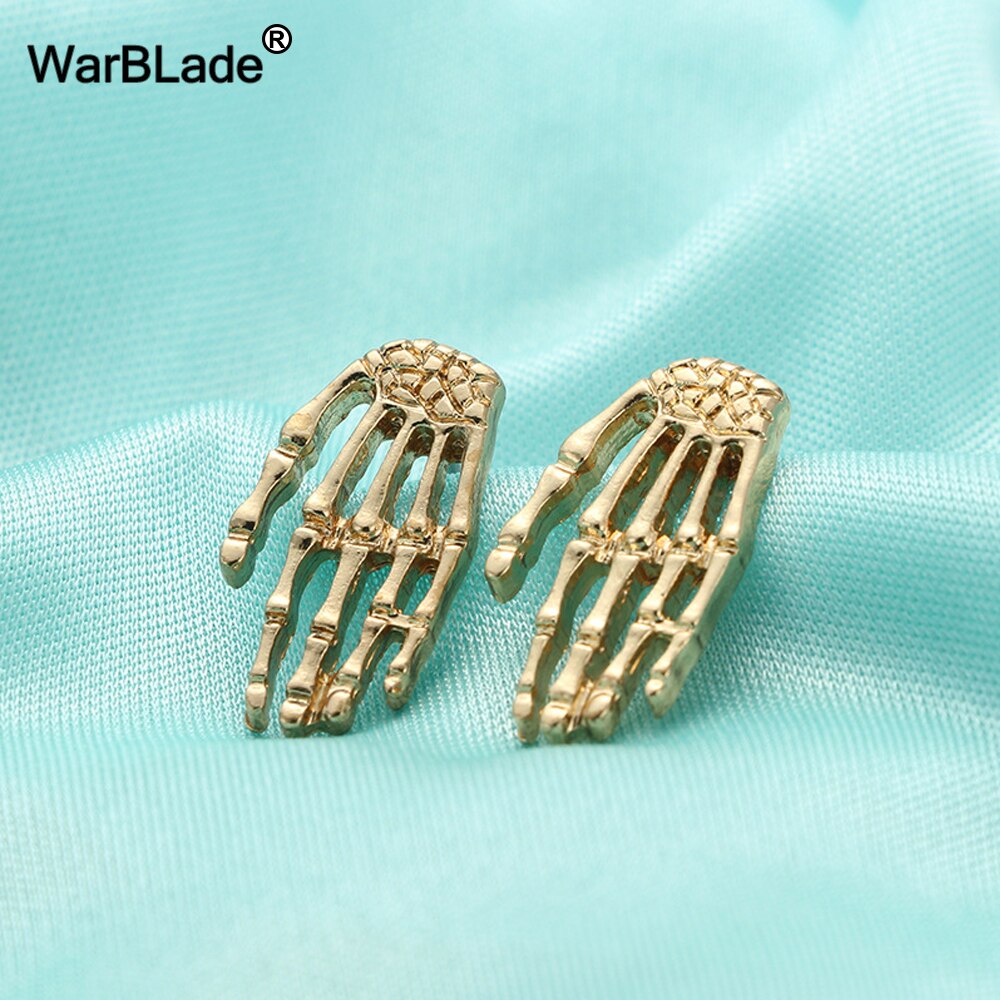 10Pair Gold Skull Bone Skeleton Hand Stud Earrings