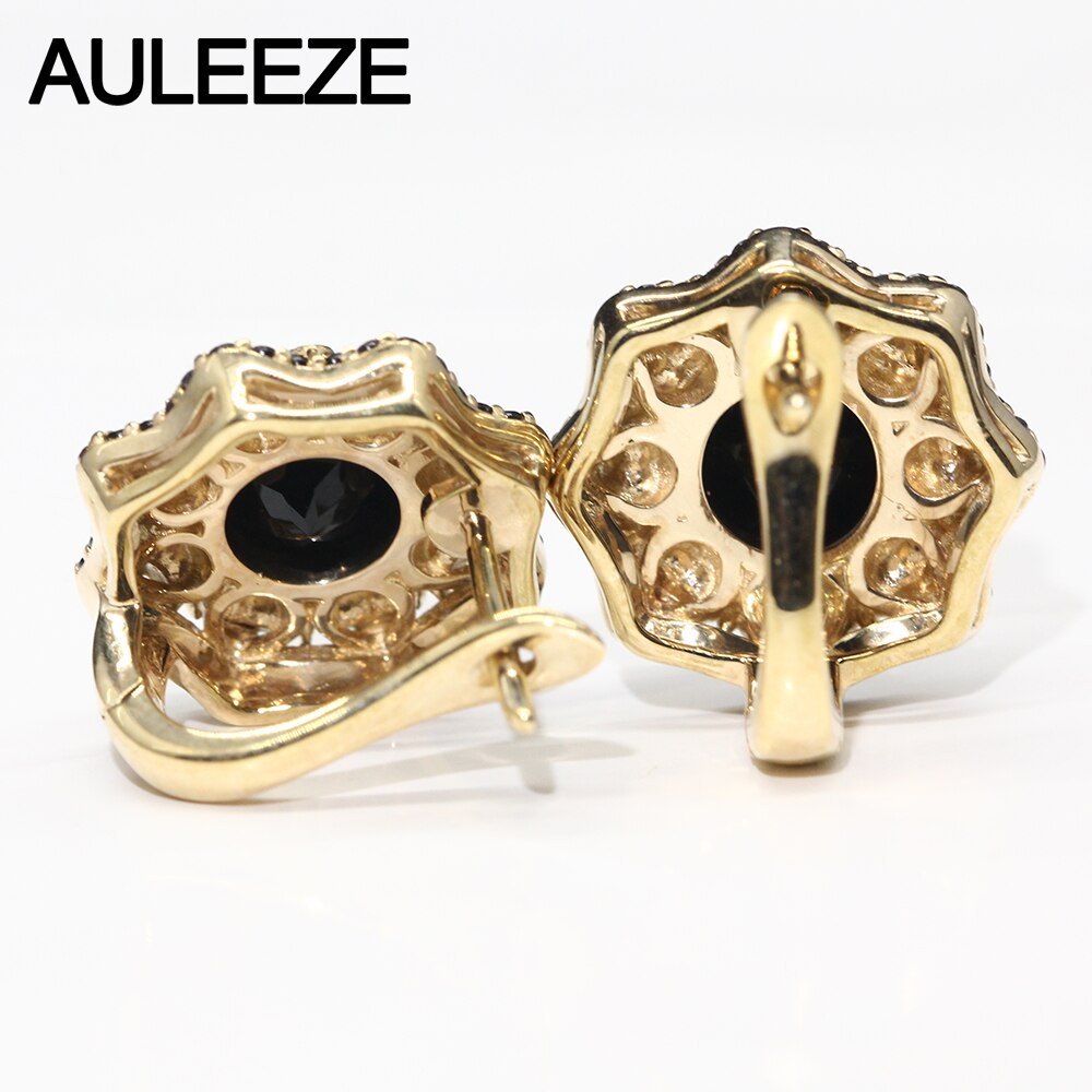 Halloween Flower Solid 10K Two Tone Gold Engagement Earrings Unique