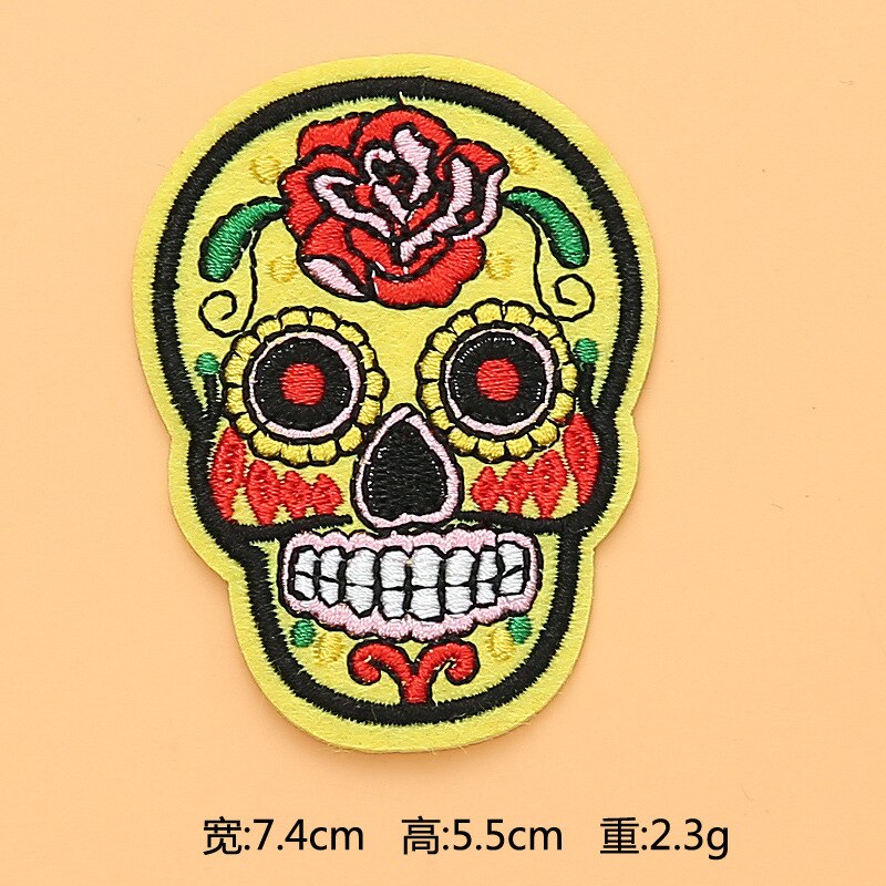 Embroidered Patches Sugar Skull Patch Mexico Day of the Dead Iron On Fabric Badges DIY Sewing Applique for Jackets Jeans