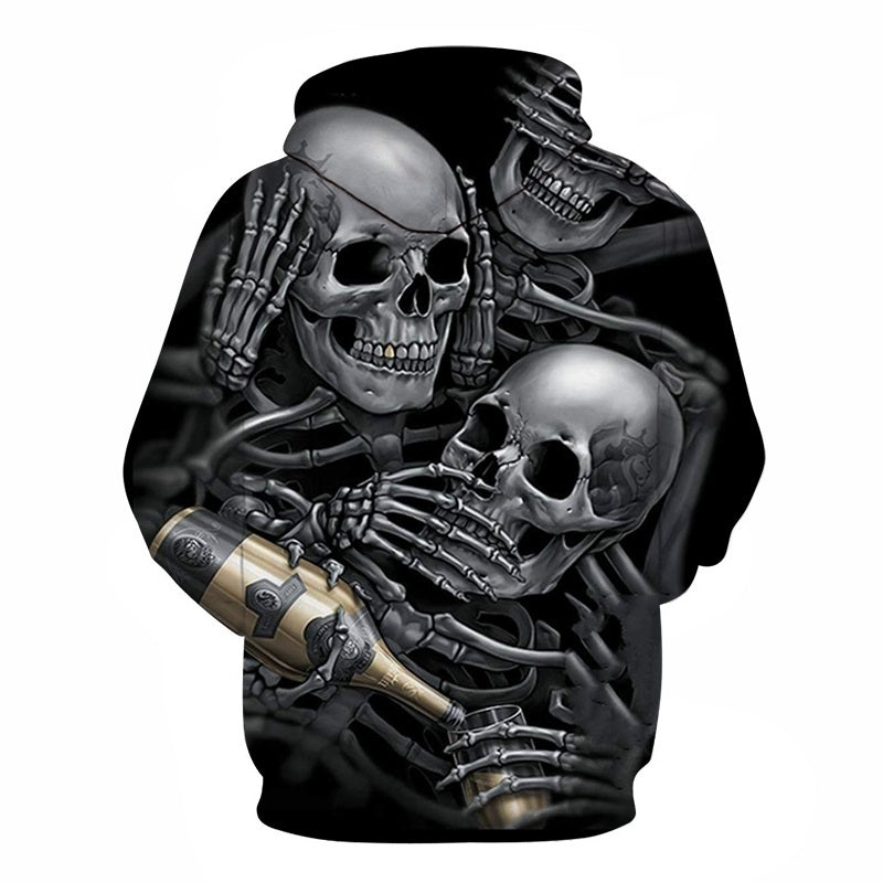 3d Hoodies Skulls Champagne Print  Hooded Hoodies Thin 3d Sweatshirts