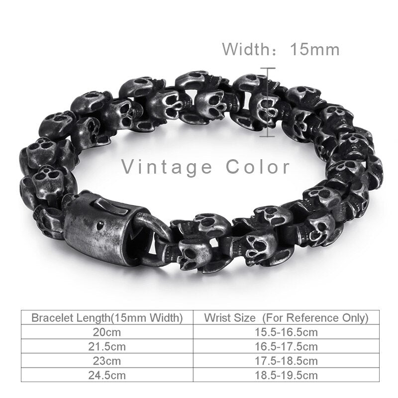 Fongten Vintage Skull Stainless Steel Men Black