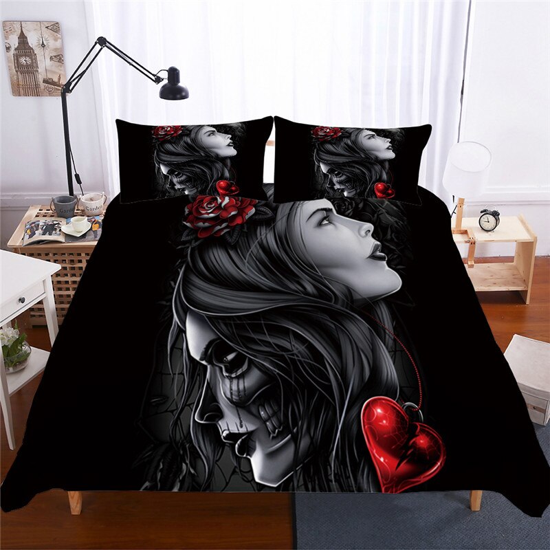 Sugar Skull Bedding Set Queen Size Beauty Women Reactive Printed 3D King