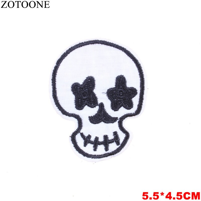 Punk Rock Skull Embroidery Patches For Clothing Flower Rose Skeleton Iron