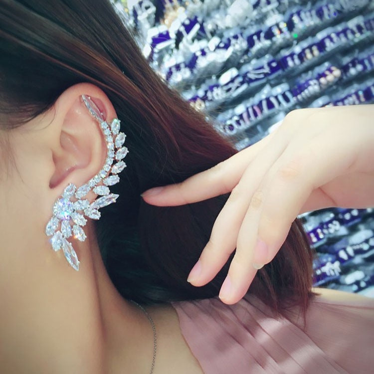 Asymmetry Women Engagement Silver Earrings Studs Jewelry Party Gift
