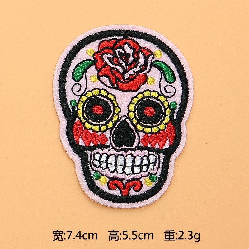 Embroidered Patches Sugar Skull Patch Mexico Day of the Dead Iron On Fabric Badges DIY Sewing Applique for Jackets Jeans