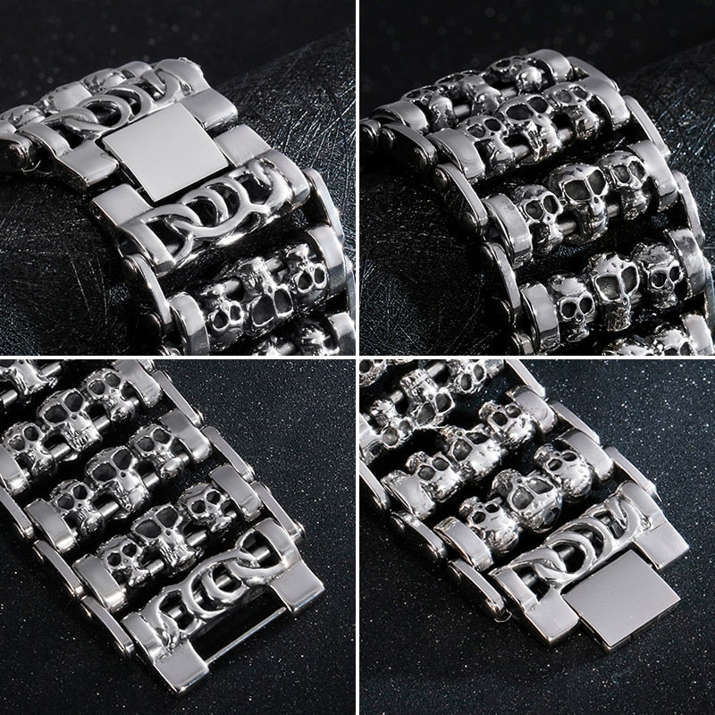 Wholesale Wide Skull Stainless Steel Bracelets