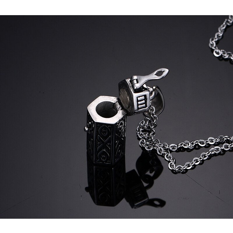 Men Necklaces Tubular Openable Remembrance Jewelry Stainless Steel