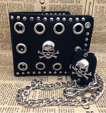 2020 Fashion Man Wallet Punk Gothic Skull Head Chain Purses
