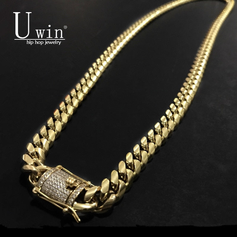 10mm Men Cuban Miami Link Necklace Stainless steel