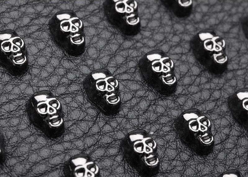 Leather Wallet for Men Black Steampunk Skull Wallets Short Men