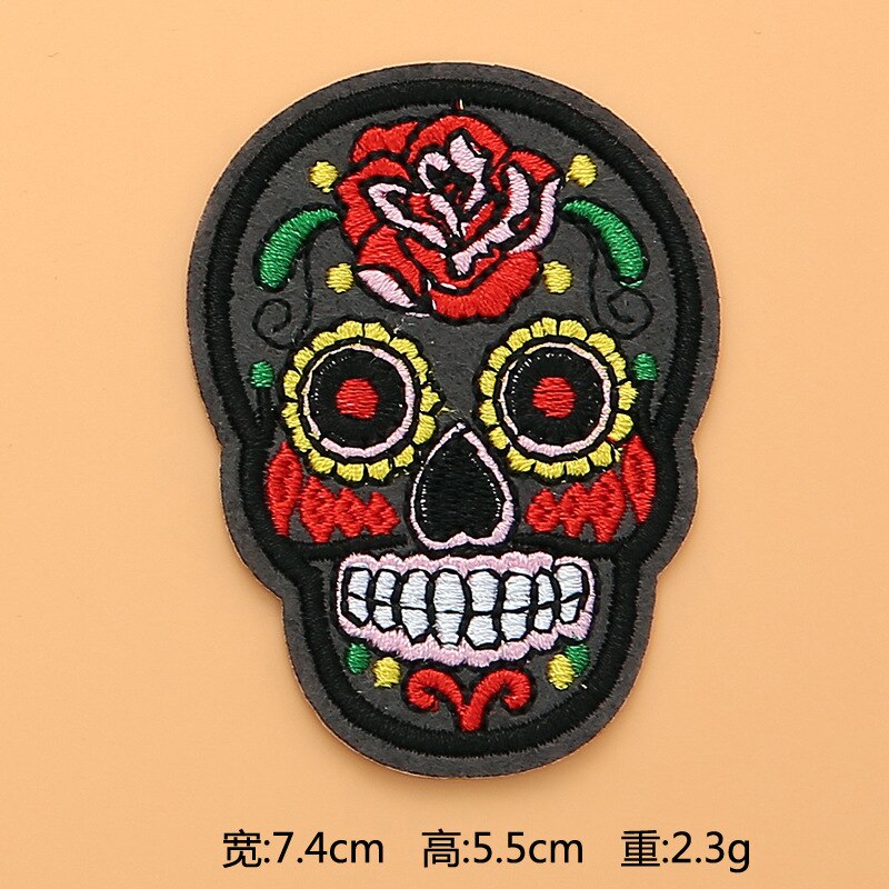 Embroidered Patches Sugar Skull Patch Mexico Day of the Dead Iron On Fabric Badges DIY Sewing Applique for Jackets Jeans