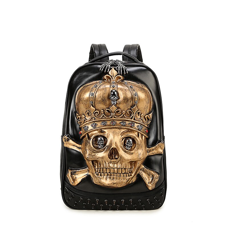 Fire skull head 3D shoulder backpacks skeleton print school bags