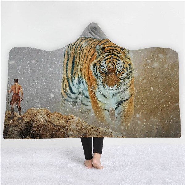 Tiger design Blankets hats keep warm sofa blankets comfortable soft twin