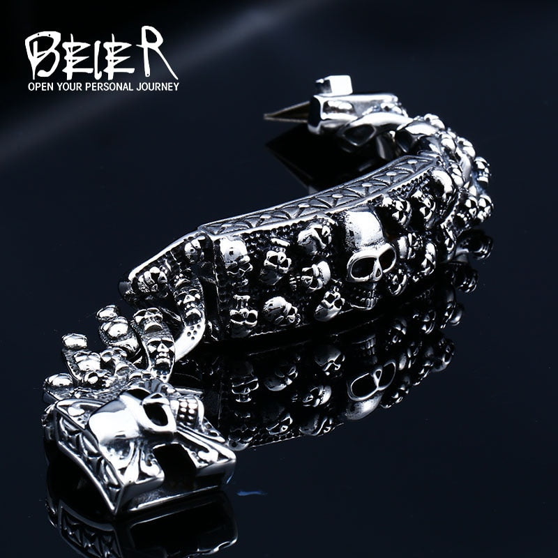 Punk Rock Skull Men Bracelets & Bangles 2018 Biker High Quality