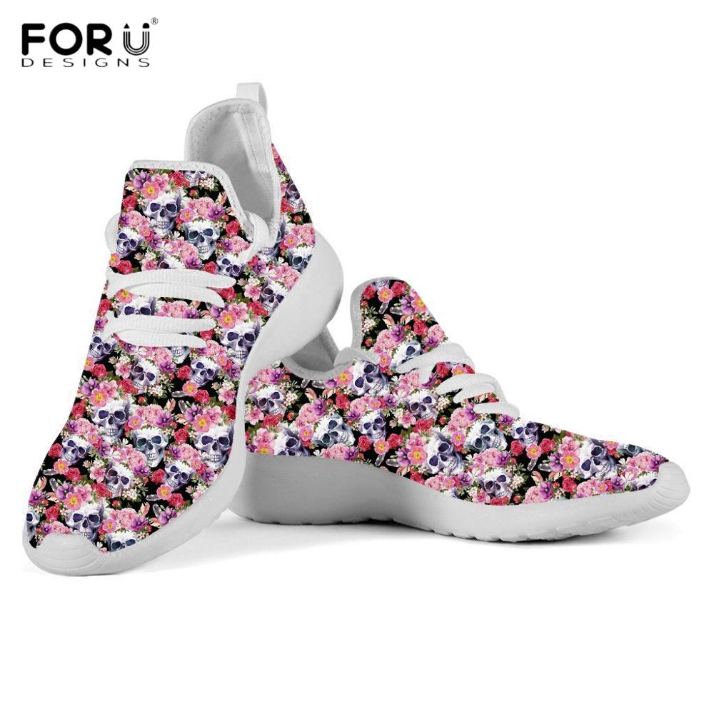 Punk 3D Rose Skull Print Woman Spring/Autumn Flats Shoes
