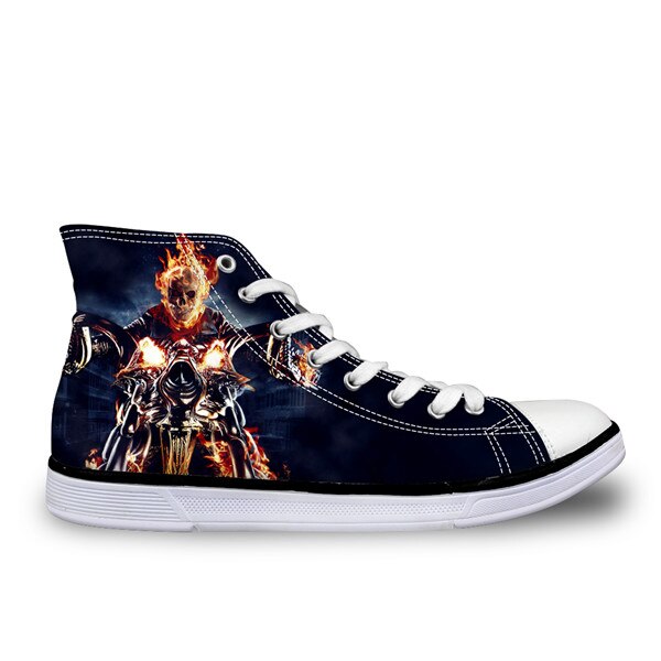 Cool Punk Skull Printed Men's High-top Canvas Shoes
