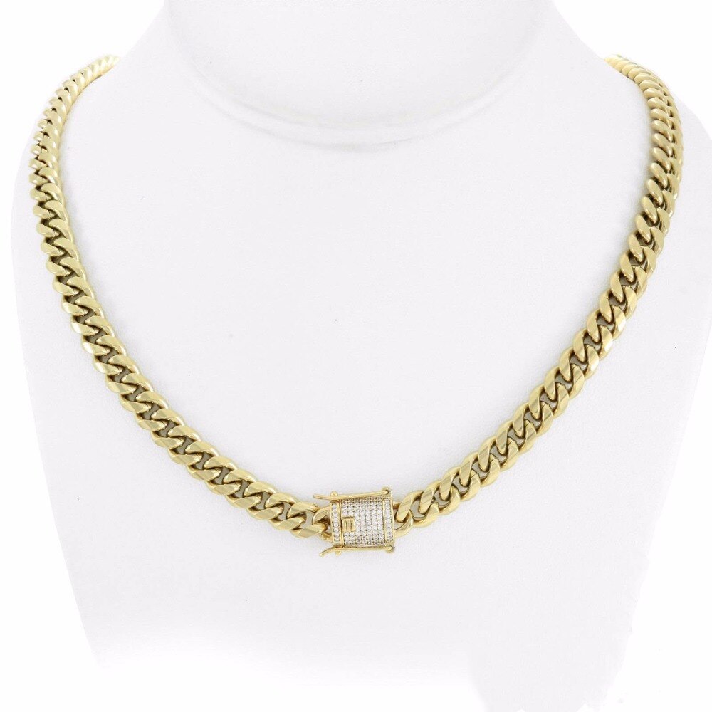 10mm Men Cuban Miami Link Necklace Stainless steel