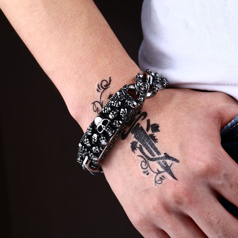 Punk Rock Skull Men Bracelets & Bangles 2018 Biker High Quality