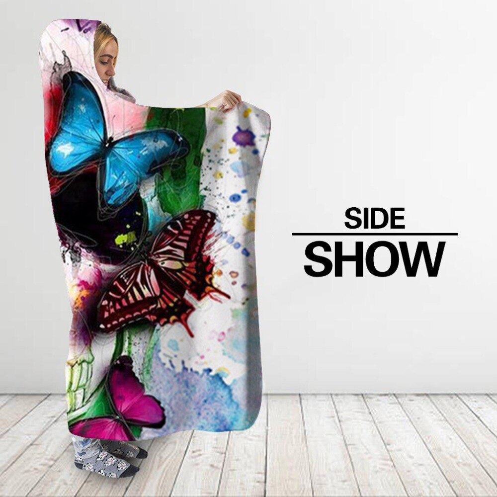 Color Butterfly Hooded Blanket Anime Bedding Brand Casual Fashion Skull