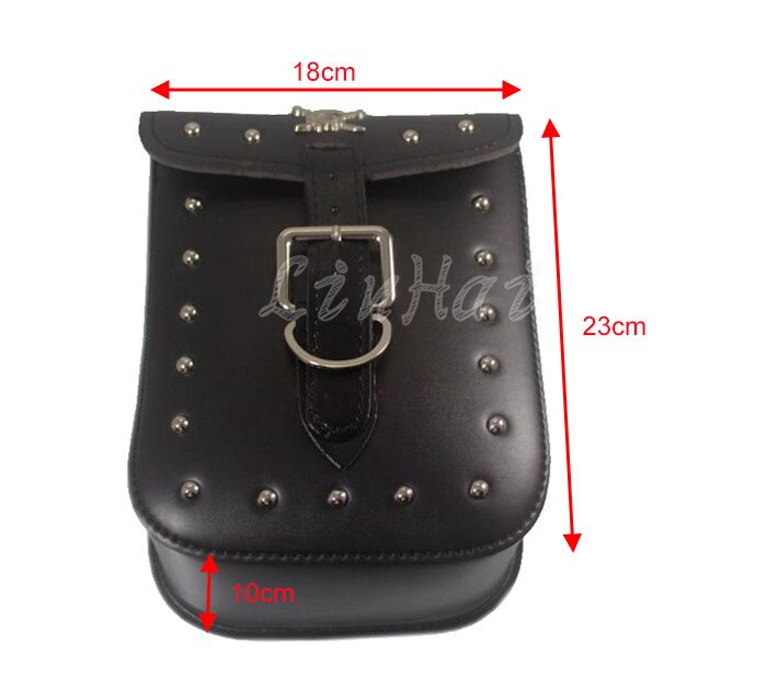 New Black Motorcycle Skull Faux Leather Rectangle Tool Luggage Bag Side