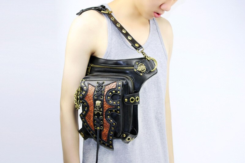 Lady Pockets Skulls Messenger Bag Punk Mujer Femme Women