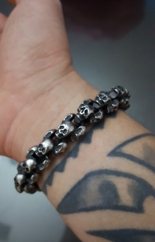 Mens Bracelets 2018 Punk Rocker Full Skull Charm Bracelet