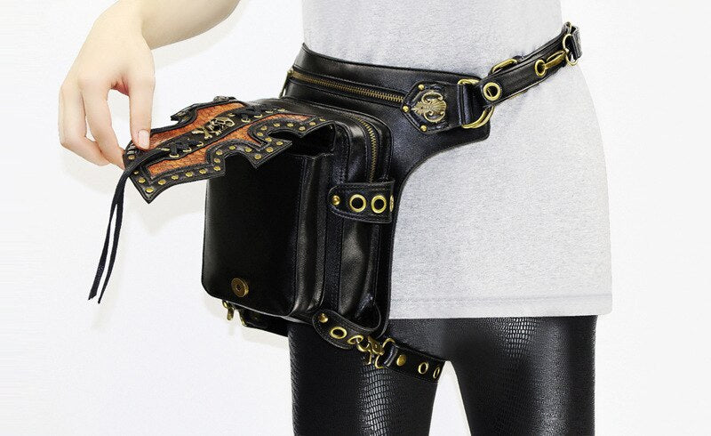 Lady Pockets Skulls Messenger Bag Punk Mujer Femme Women