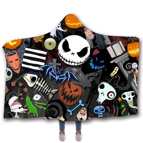 The Nightmare Before Christmas Jack Skull Printed Hooded Wearable Blanket