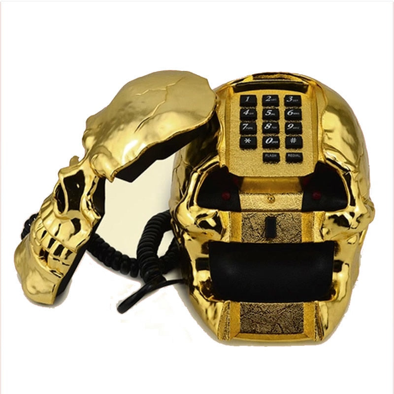 New Golden Color Unique Skull Head Skeleton Shaped Flashing Eyes