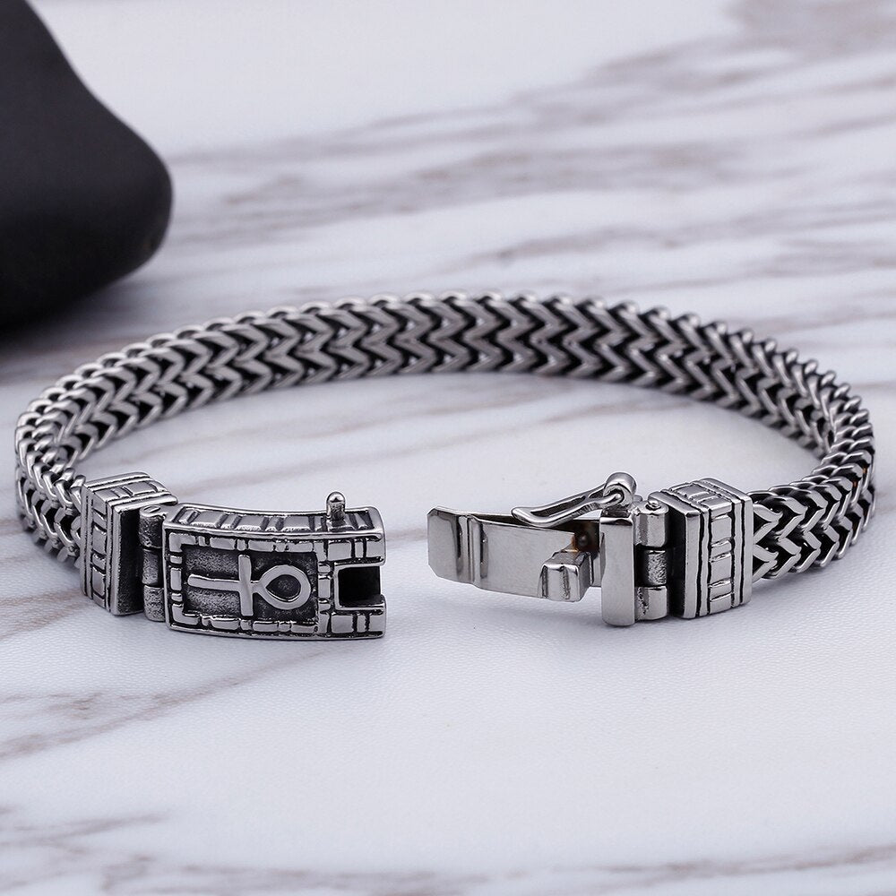 Rock Mens Bracelets Bangles Heavy Stainless Steel Charm Bracelet