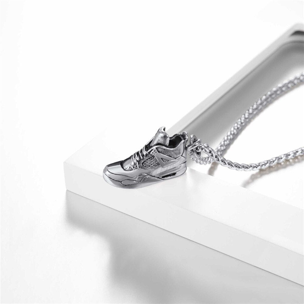 Sport Shoes Pendant Necklace Jewelry Stainless Steel Gold/Black