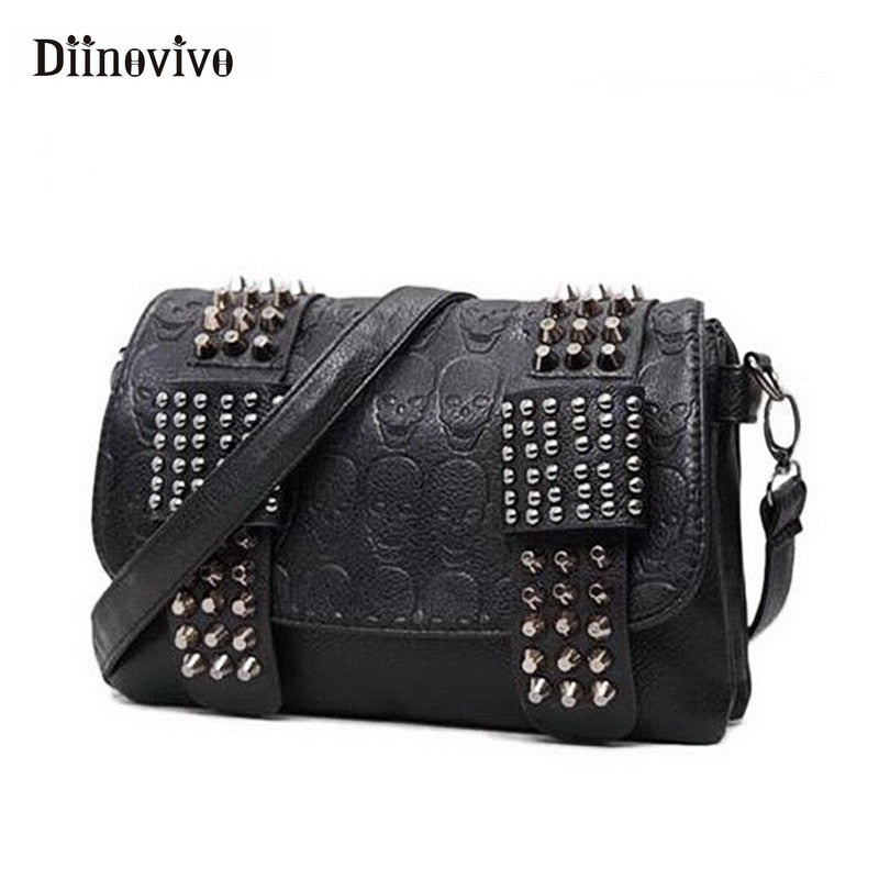 New Rivet Women Bag PU Leather Shoulder Bags Skull Bag Punk Crossbody Bags