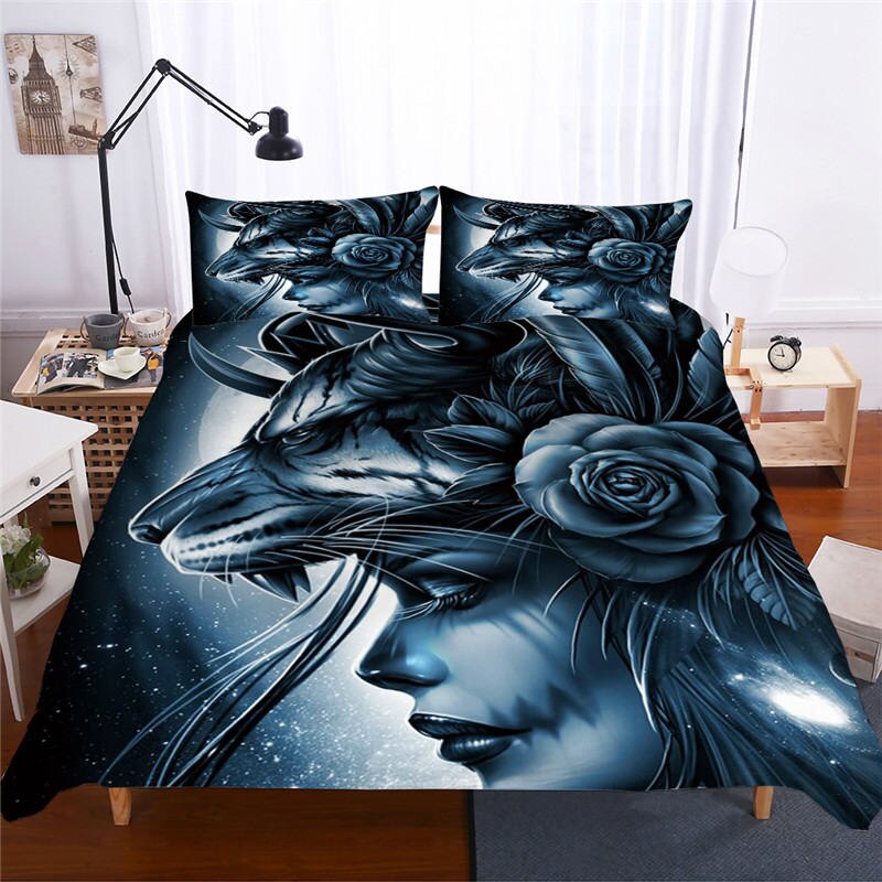 Sugar Skull Bedding Set Queen Size Beauty Women Reactive Printed 3D King