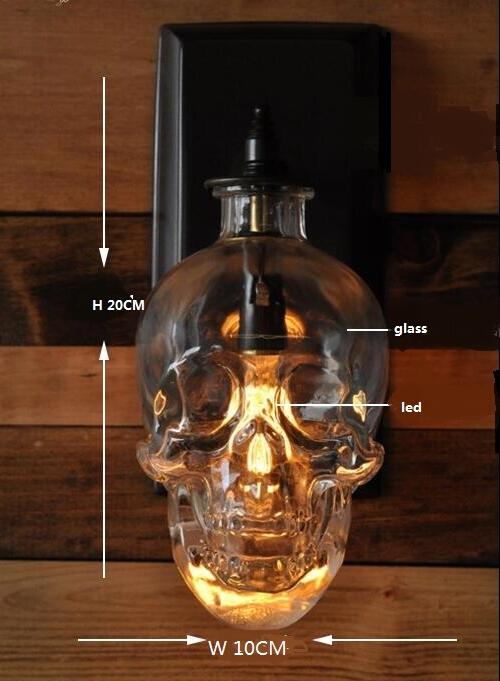 Skull bar wall lamp modern outdoor retro wind glass lampshare