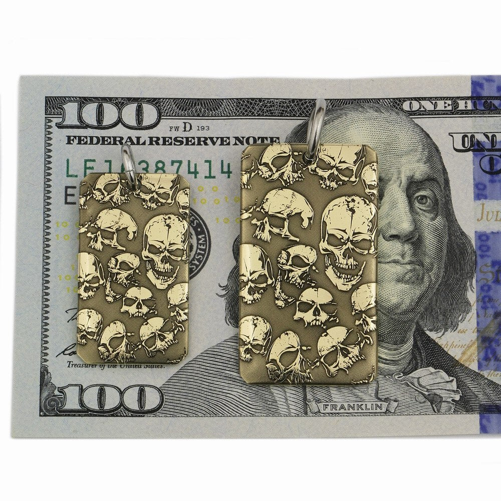 High Detail 2-side Deep Engraved Brass Skulls Pendant Biker Rock Punk Style