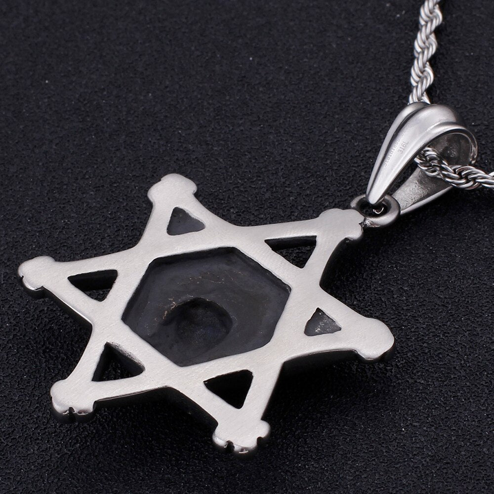 Rocker Gothic Skull & Star Necklace Men 60CM Long Chain